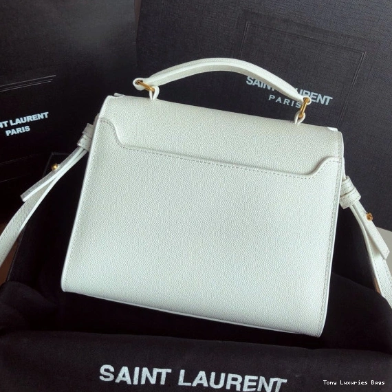 Tony Luxuries DE BAG HANDLE EMBOSSED IN MINI POUDRE GRAIN TOP YSL LEATHER CASSANDRA 0711